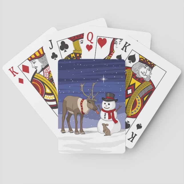 Baraja De Cartas Navidades felices Snowman y renos tristes (Reverso)