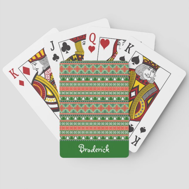 Baraja De Cartas Navidades feos suéter tipo con nombre (Reverso)