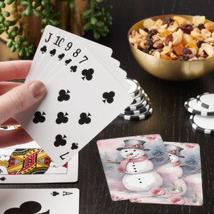 Baraja De Cartas Navidades festivos acuarela snowman