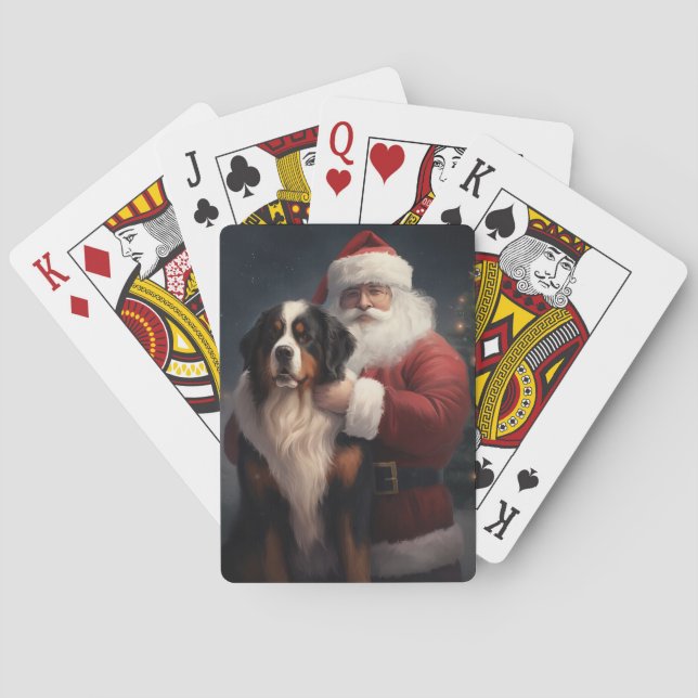 Baraja De Cartas Navidades festivos Bernese Mountain Dog Santa Clau (Reverso)