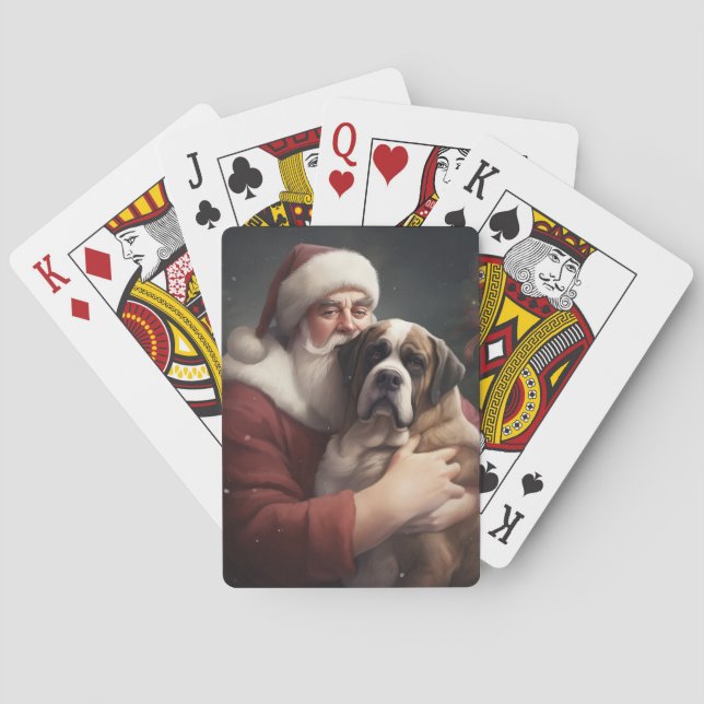 Baraja De Cartas Navidades festivos de San Bernardo con Santa Claus (Reverso)