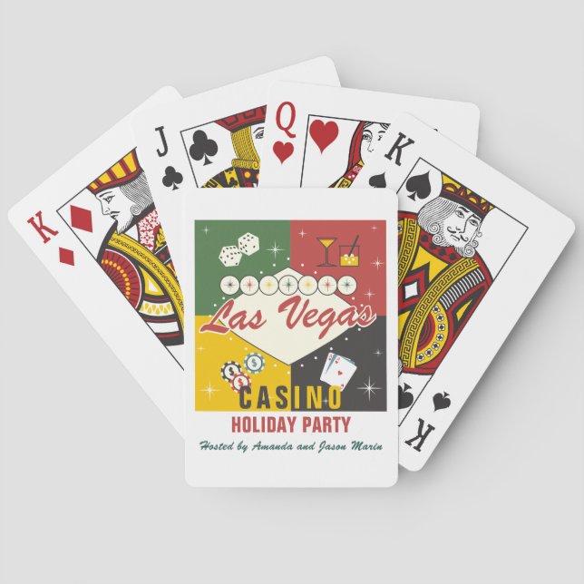 Baraja De Cartas Navidades Fiesta nocturno de Casino Vegas Casino P (Reverso)