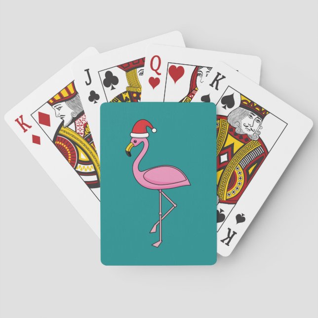 Baraja De Cartas Navidades Flamingo con Santa Hat (Reverso)