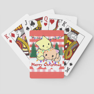 Baraja De Cartas Navidades gatos en la nieve, nombre personalizado 
