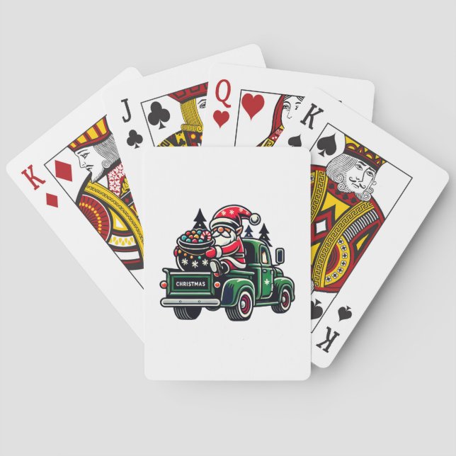Baraja De Cartas Navidades Gnome En Camión De Recogida (Reverso)