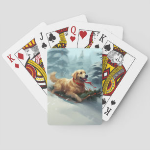 Baraja De Cartas Navidades Golden Retriever nevan invierno