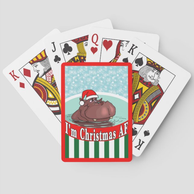 Baraja De Cartas Navidades Hipopótamo en Tub Caliente - Navidades A (Reverso)