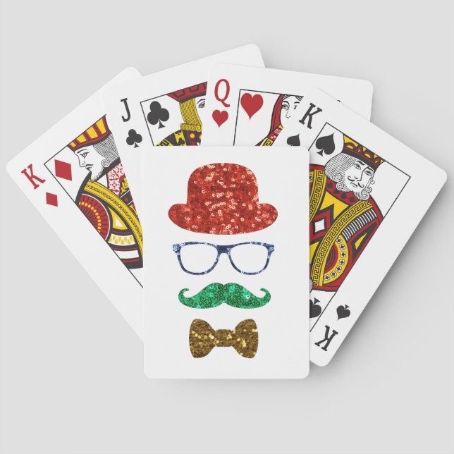 Baraja De Cartas navidades hipster bigote (Reverso)