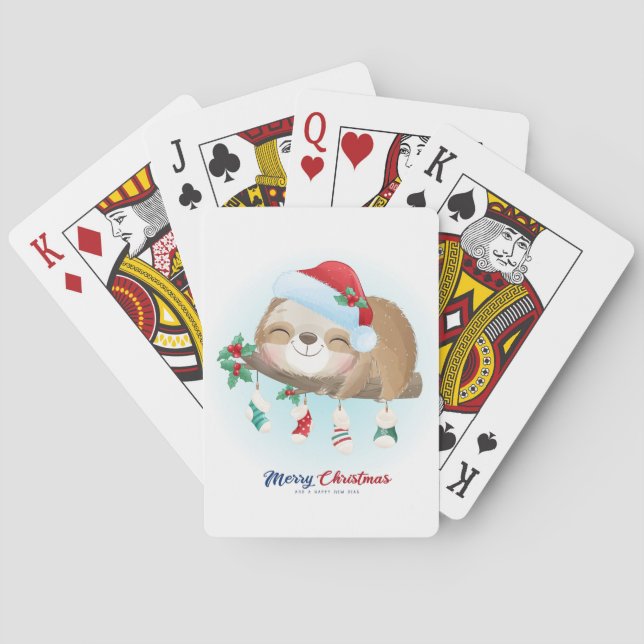Baraja De Cartas Navidades inteligentes Sloth (Reverso)
