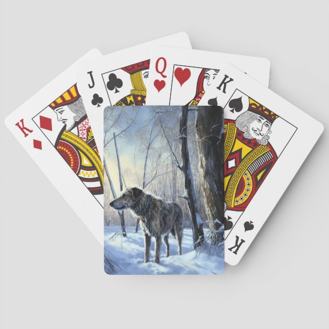 Baraja De Cartas Navidades irlandeses de Wolfhound Dejan Que Nieva (Reverso)