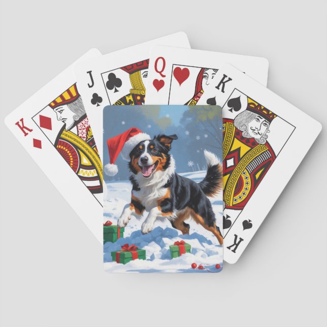 Baraja De Cartas Navidades Kelpie australianos celebran escena de n (Reverso)