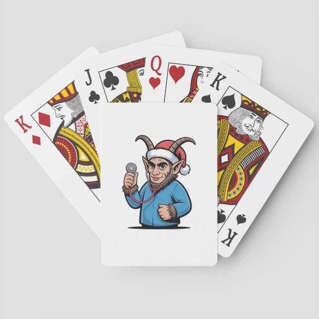 Baraja De Cartas Navidades Krampus Enfermería Scrubs Enfermera (Reverso)