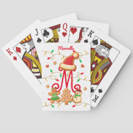 Baraja De Cartas Navidades Nombre Monograma Personalizado Gingerbre