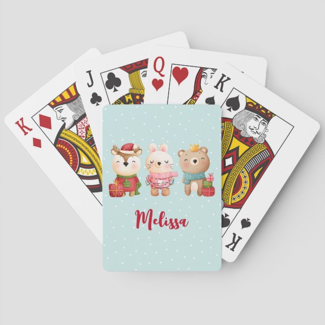 Baraja De Cartas Navidades Pals: reno, oso y conejo (Reverso)