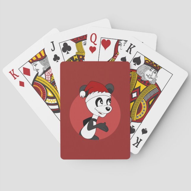 Baraja De Cartas Navidades personalizado con lindo oso panda jugand (Reverso)