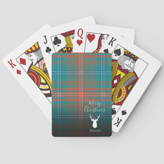 Baraja De Cartas Navidades personalizados Tartan Clan Wilson Plaid (Reverso)