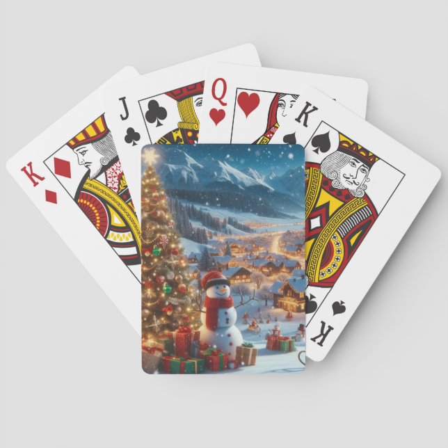 Baraja De Cartas Navidades Pueblo Snowman (Reverso)