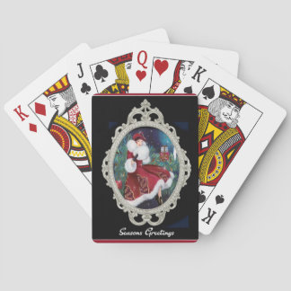 Baraja De Cartas Navidades rojos Chica de Flapper de color de vinta