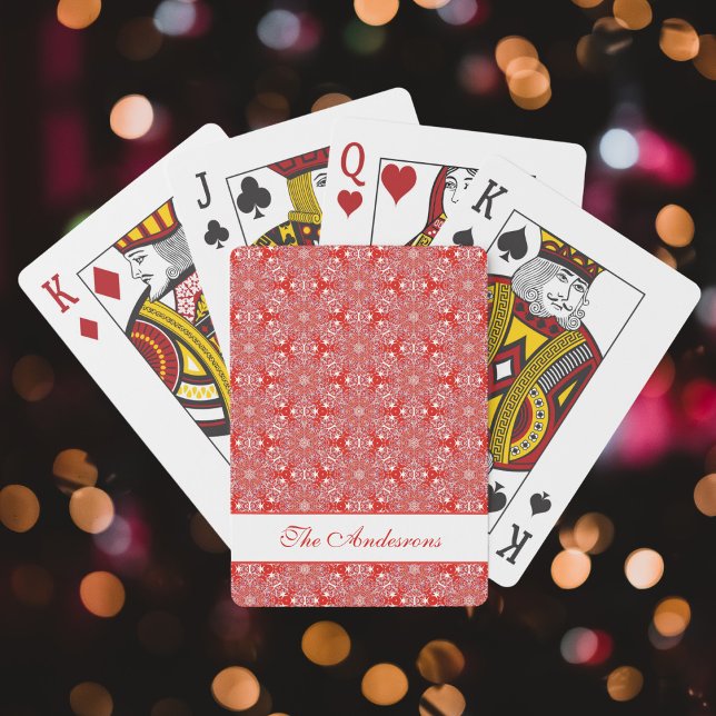 Baraja De Cartas Navidades rojos Patrón estrella de copo de nieve p (Subido por el creador)