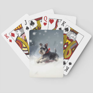 Baraja De Cartas Navidades Schnauzer en miniatura en invierno