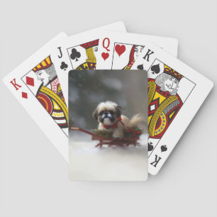 Baraja De Cartas Navidades Shih Tzu nevan en invierno