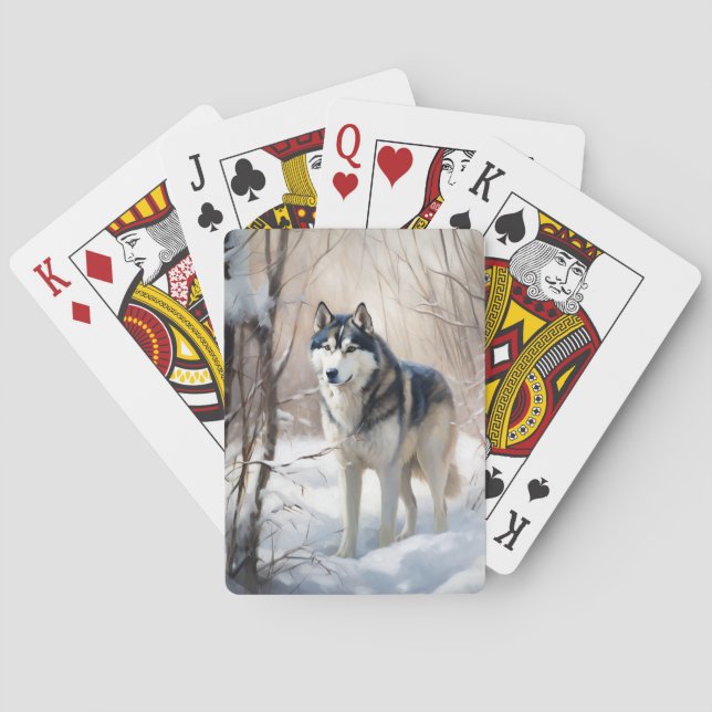 Baraja De Cartas Navidades Siberian Husky Let It Snow (Reverso)