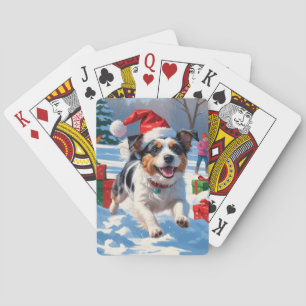 Baraja De Cartas Navidades Terrier Australianos celebran escena de