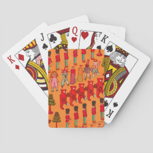 Baraja De Cartas Navidades Toy Vintage Antiguo Patrón de Festividad