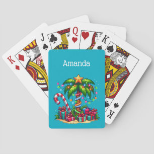 Baraja De Cartas Navidades tropicales arbol de palmas de vacaciones