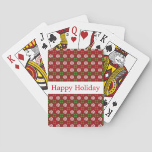 Baraja De Cartas Navideño Feliz Floral Rojo Verde Personalizado