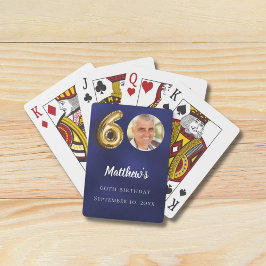 Baraja De Cartas Navy blue gold 60th photo birthday party