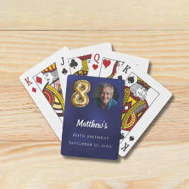 Baraja De Cartas Navy blue gold 80th photo birthday party