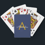 Baraja De Cartas Navy Blue Gold Modern Script Girly Monograma Nombr<br><div class="desc">Cartas de juego de nombres de monograma de escritura simple azul y oro de Marina. Esto hace que el dulce perfecto cumpleaños 16,  boda,  ducha de novia,  aniversario,  ducha de bebé o fiesta de soltera sea regalo para alguien que ama el lujo glam y los estilos de moda.</div>
