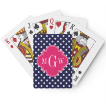 Navy Whats Polka Dot Raspberry Quatrefoil 3 Monogr