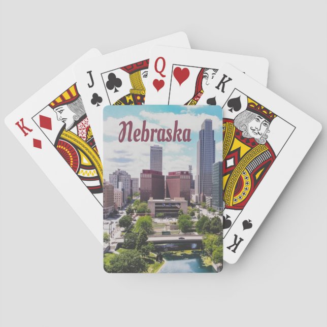 Baraja De Cartas Nebraska City Skyline Omaha (Reverso)