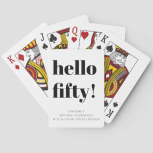 Baraja De Cartas Negrita Negra y Blanca Moderna Cumpleaños 50 Perso
