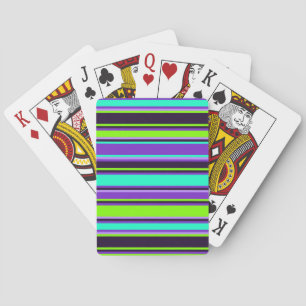 Baraja De Cartas Negrita Purple, Aqua y Chartreuse Striped Poker Ca