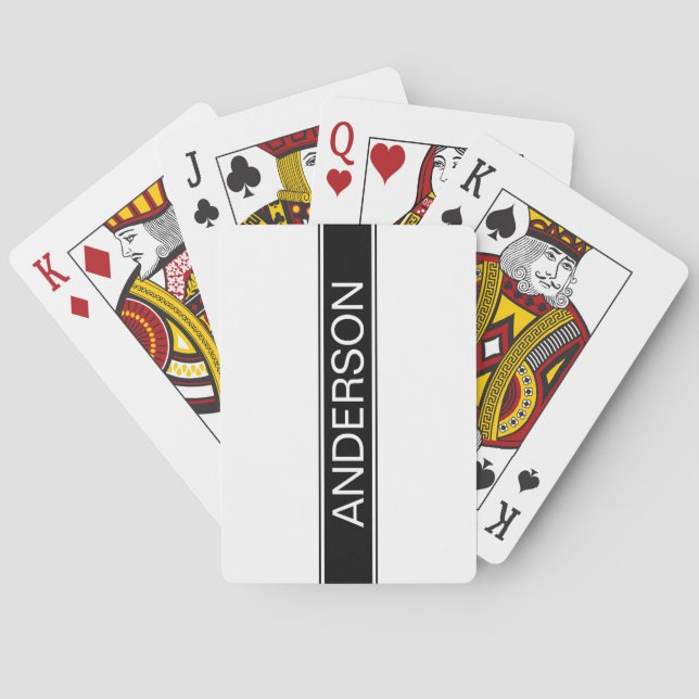 Baraja De Cartas Negrita raya negra y blanca Texto editable (Reverso)