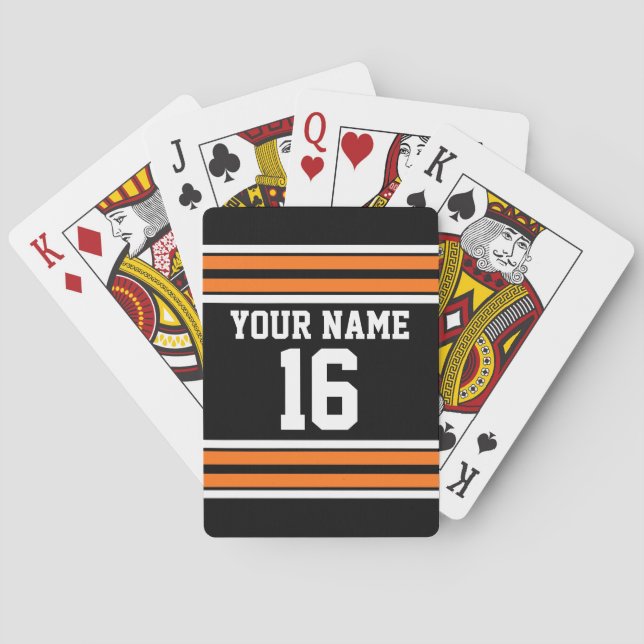 Baraja De Cartas Negro con Naranja White Stripes Team Jersey (Reverso)