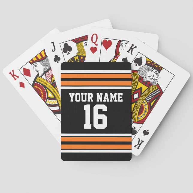Baraja De Cartas Negro con Naranja White Stripes Team Jersey (Reverso)