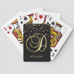 Baraja De Cartas Negro de encargo personalizado del oro de la letra