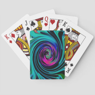 Baraja De Cartas Negro dramático y torbellino abstracto retro turqu