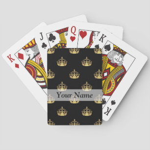Baraja De Cartas Negro y modelo de la corona del oro