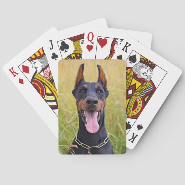 Baraja De Cartas Negro y Tan Doberman Pinscher (Reverso)