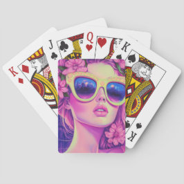 Baraja De Cartas Neon Dream Chica con gafas de sol florales