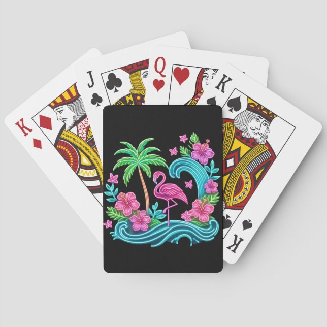 Baraja De Cartas Neon Flamingo Tropical (Reverso)