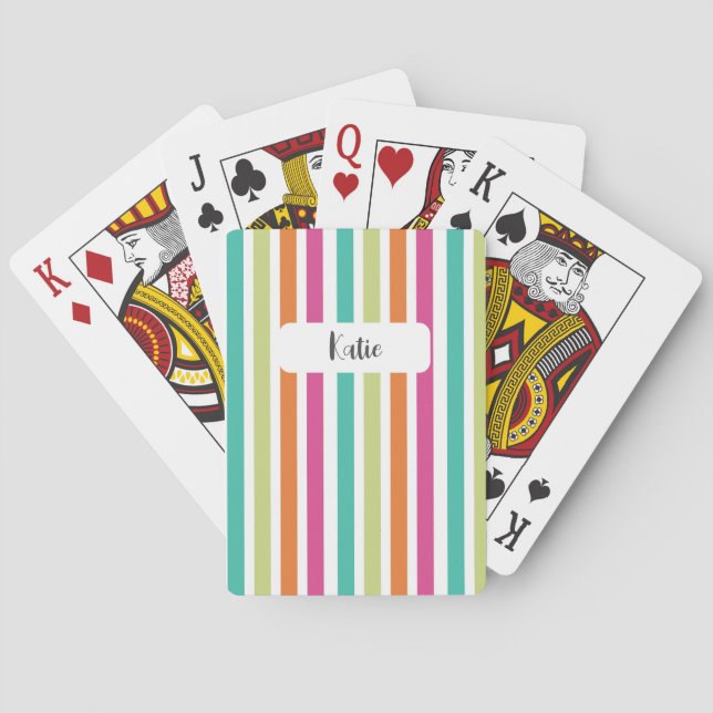 Baraja De Cartas Neon rainbow strips divertido retro (Reverso)