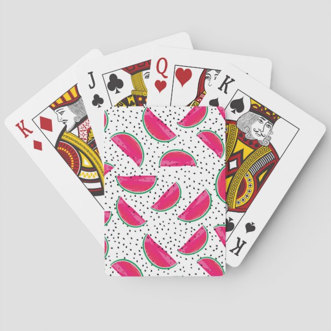 Baraja De Cartas Neon Watermelon on Seeds Pattern (Reverso)