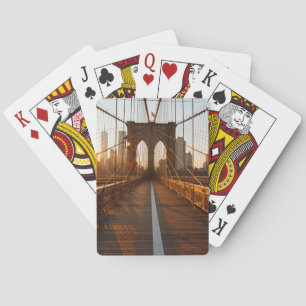 Baraja De Cartas New York City Brooklyn Bridge Sunrise