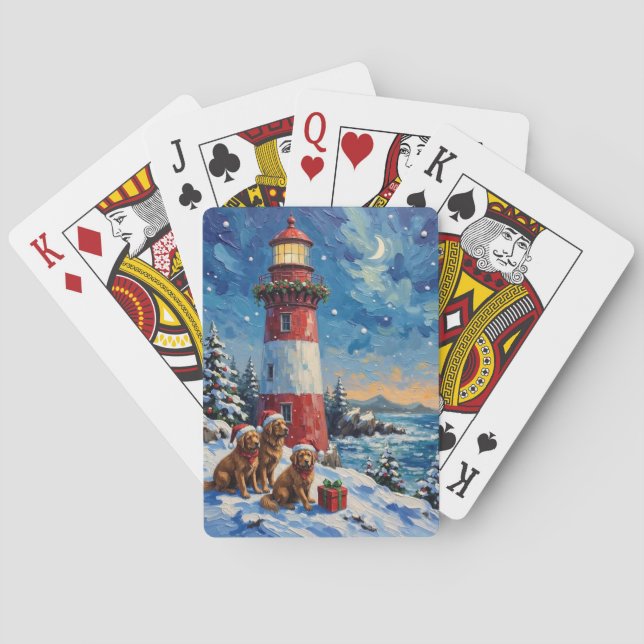 Baraja De Cartas Newfoundland Christmas Lighthouse Holiday (Reverso)